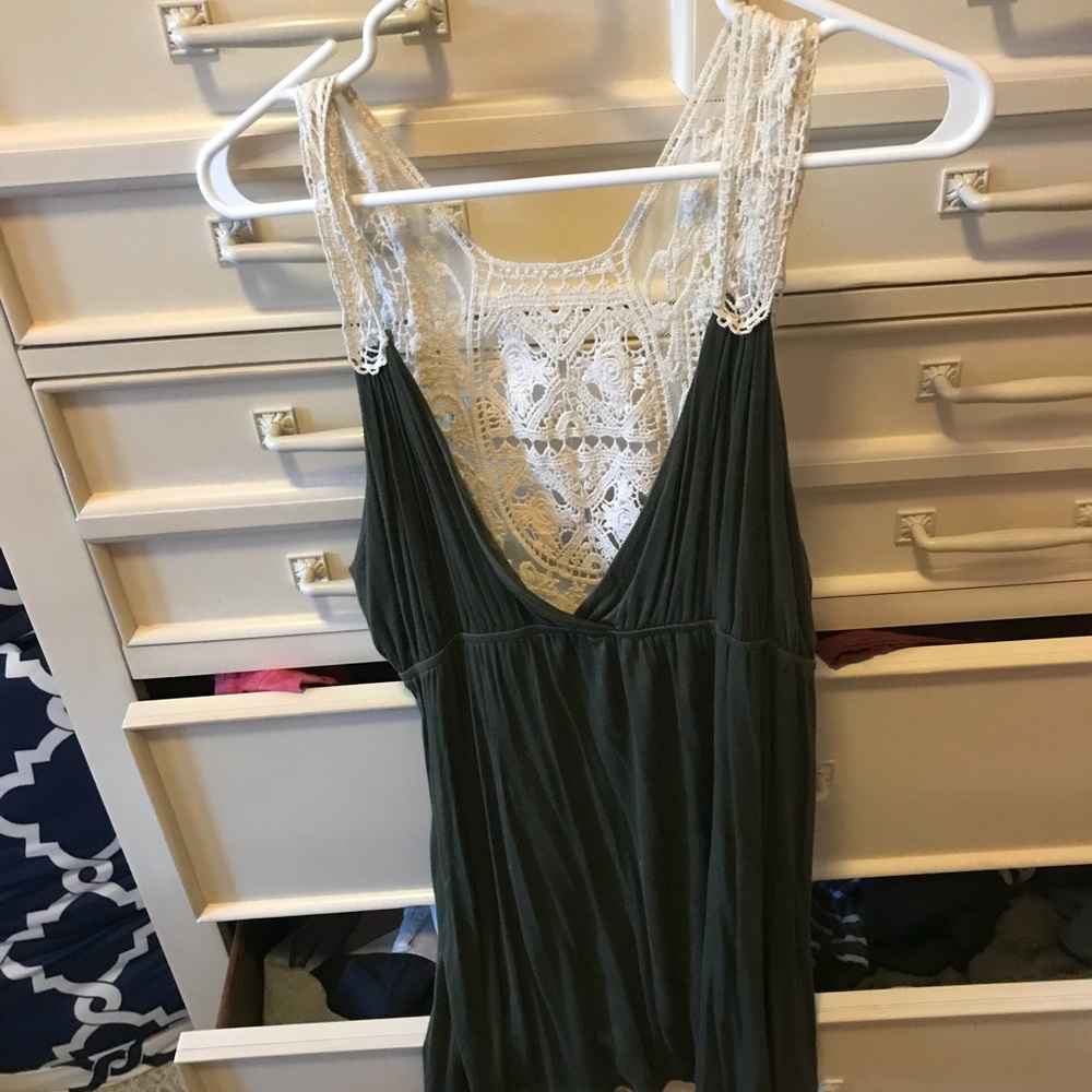 Lace backed olive green tunic